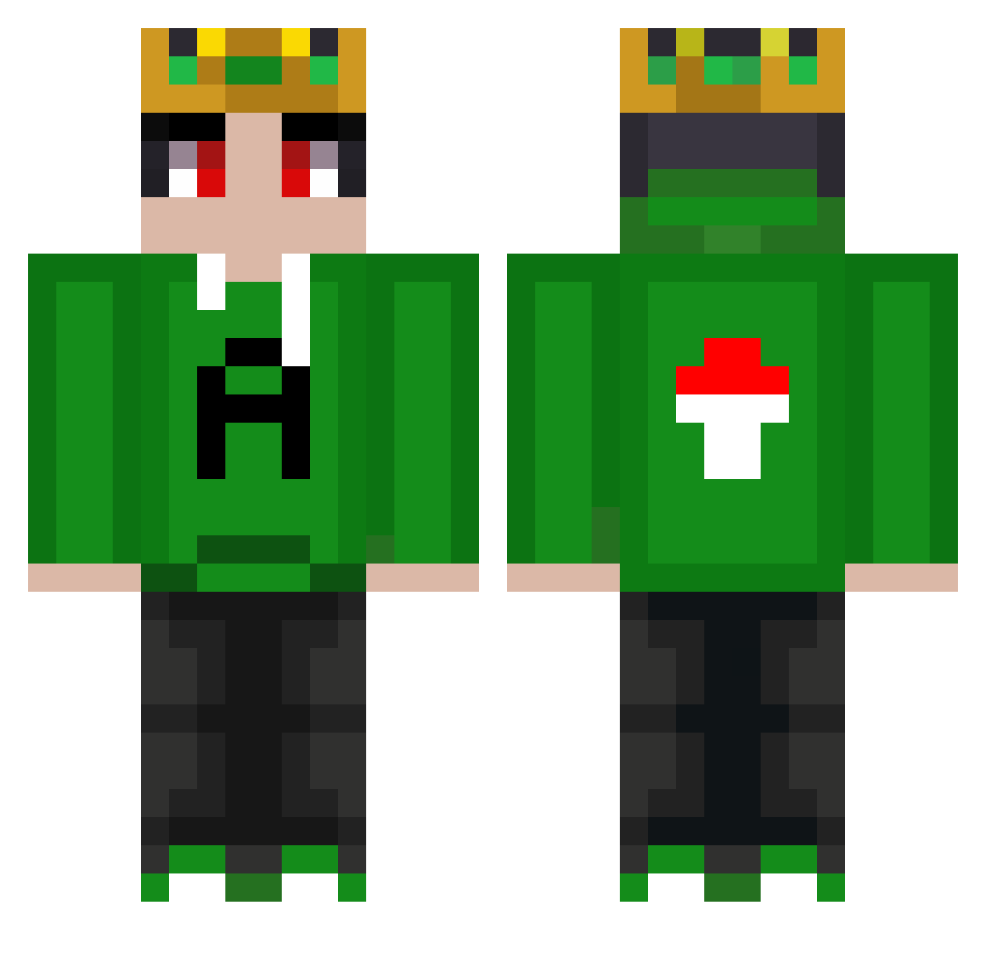 the_playerhunter Minecraft skin, front and back view