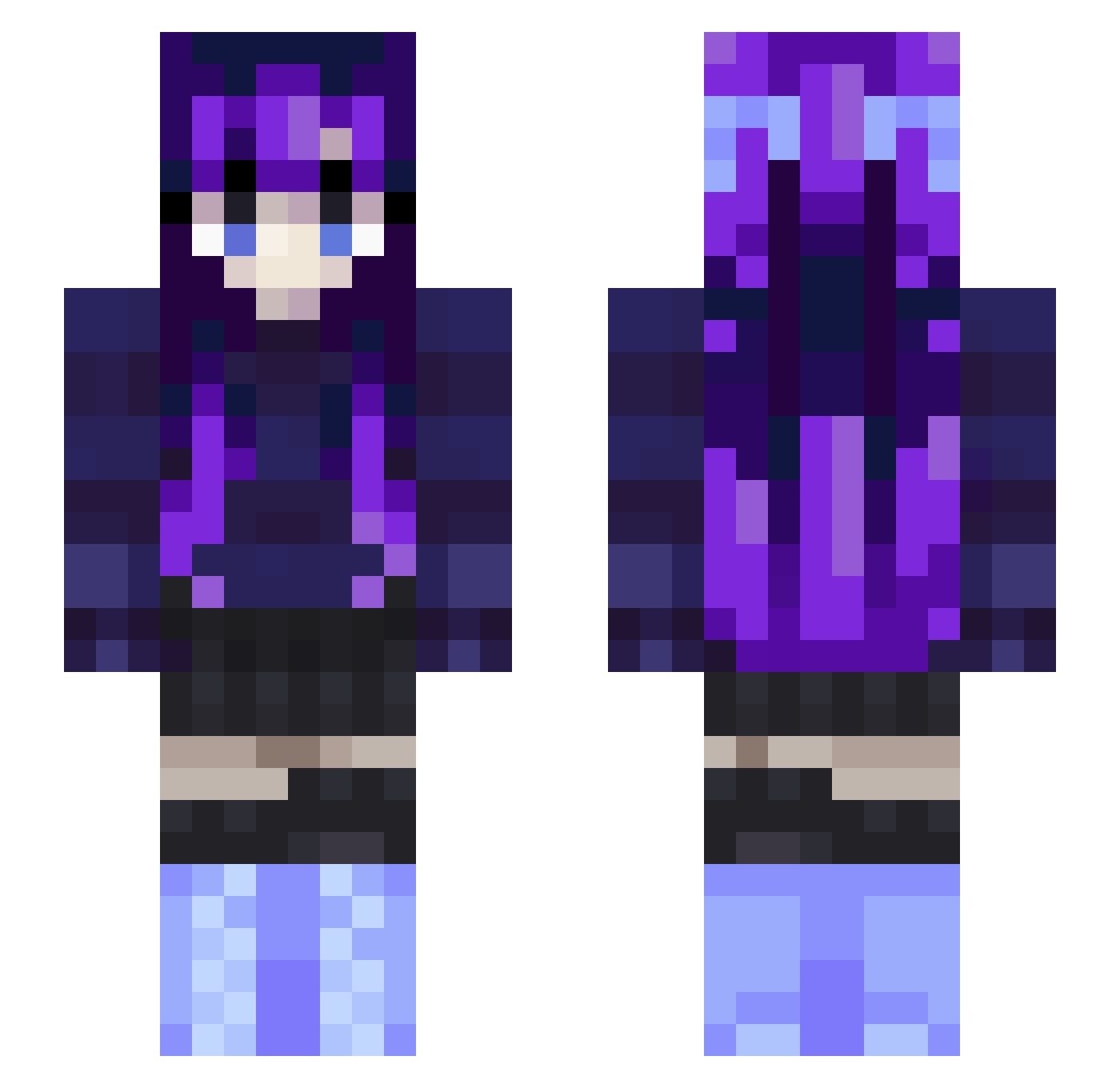 ibce Minecraft skin, front and back view