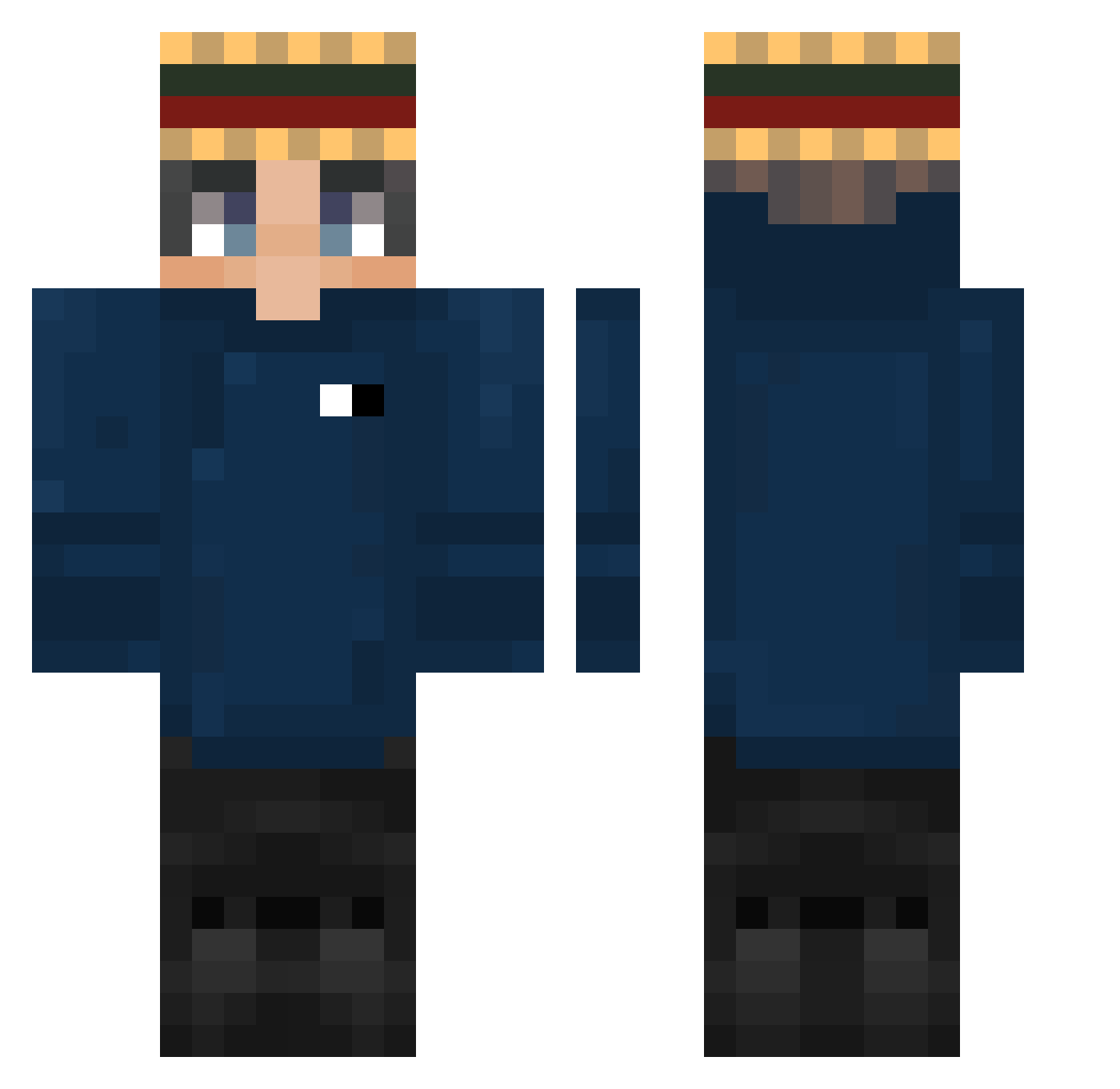 YuixyYT Minecraft skin, front and back view