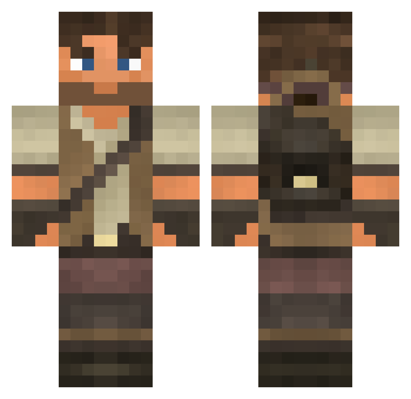 Concept Minecraft skin, front and back view