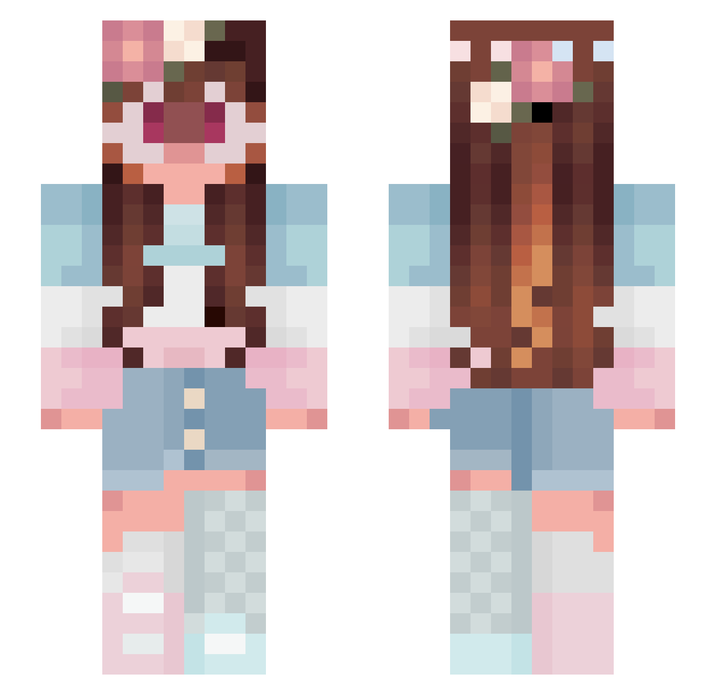 Keeviee Minecraft skin, front and back view