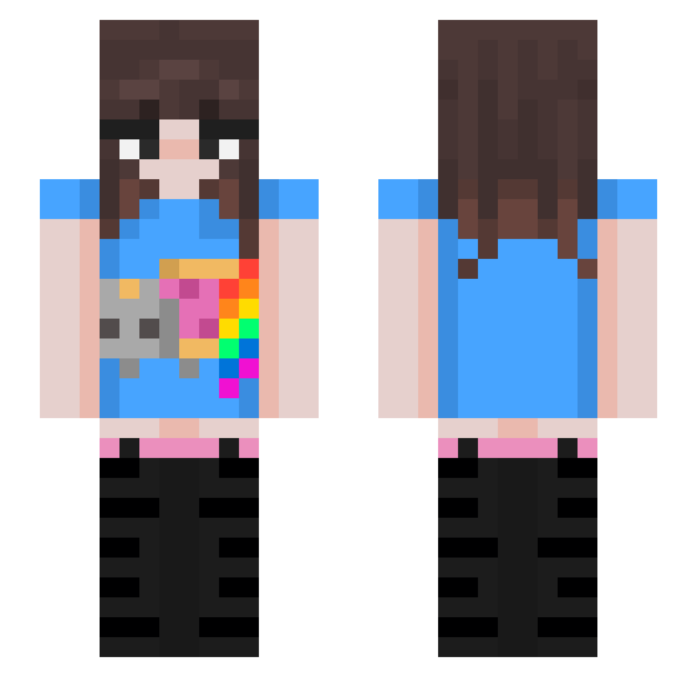 Melpizza Minecraft skin, front and back view