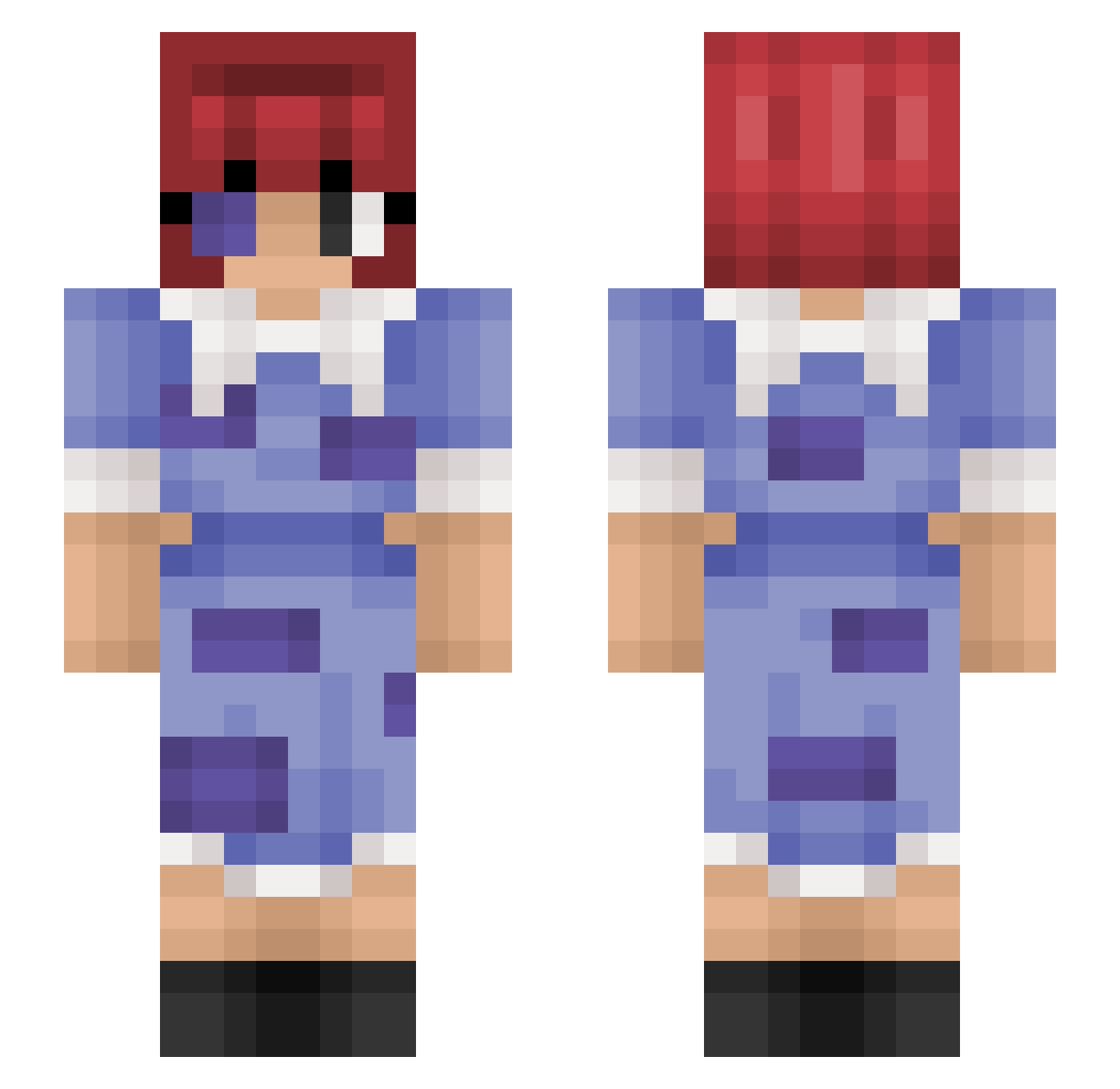 RJ3008 Minecraft skin, front and back view