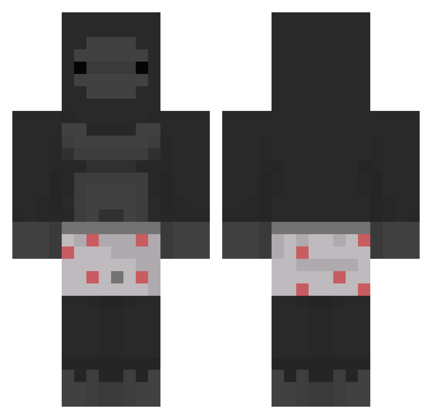 Disbursing Minecraft skin, front and back view