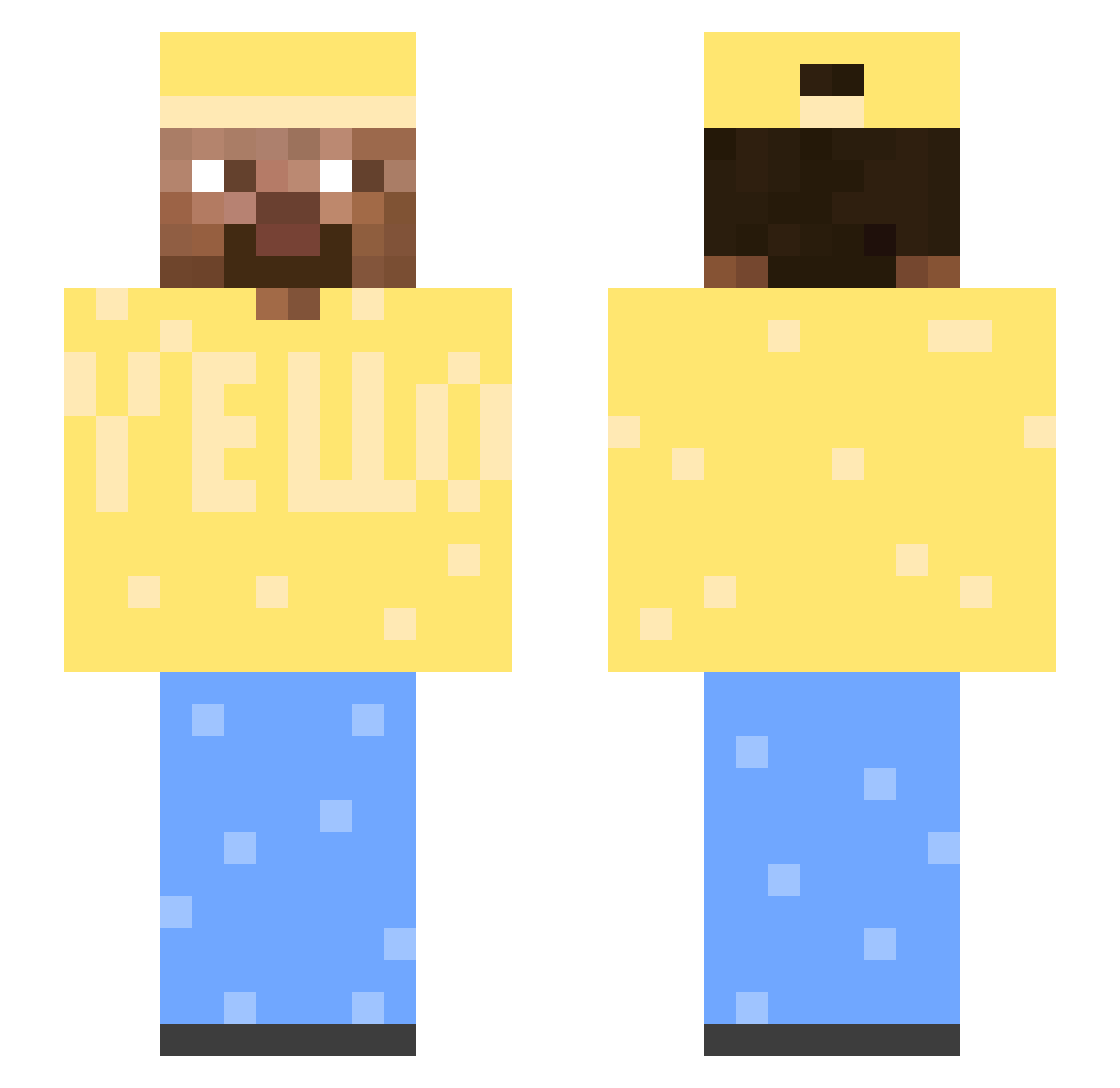 Ye11o_ Minecraft skin, front and back view