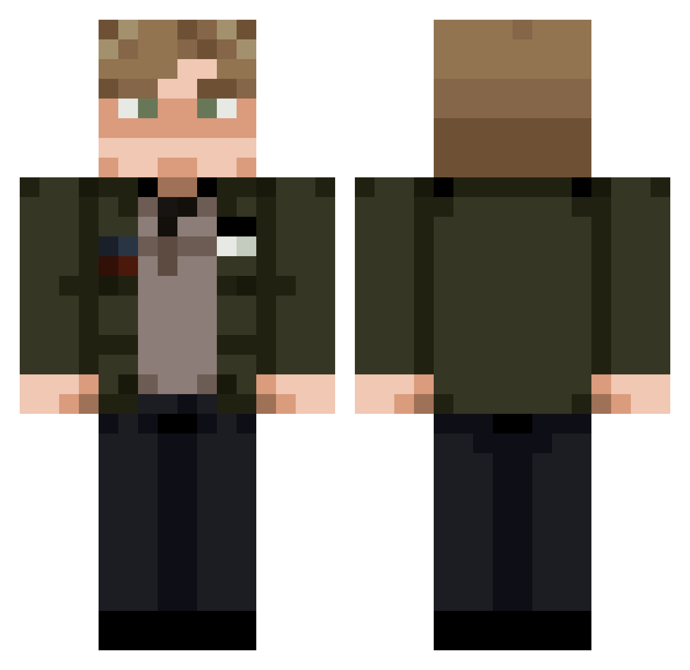 Parthxus Minecraft skin, front and back view