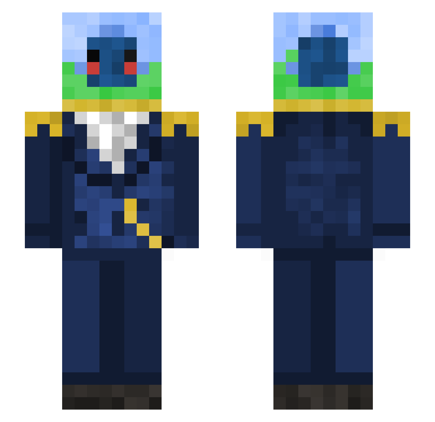 beamofbubbles Minecraft skin, front and back view