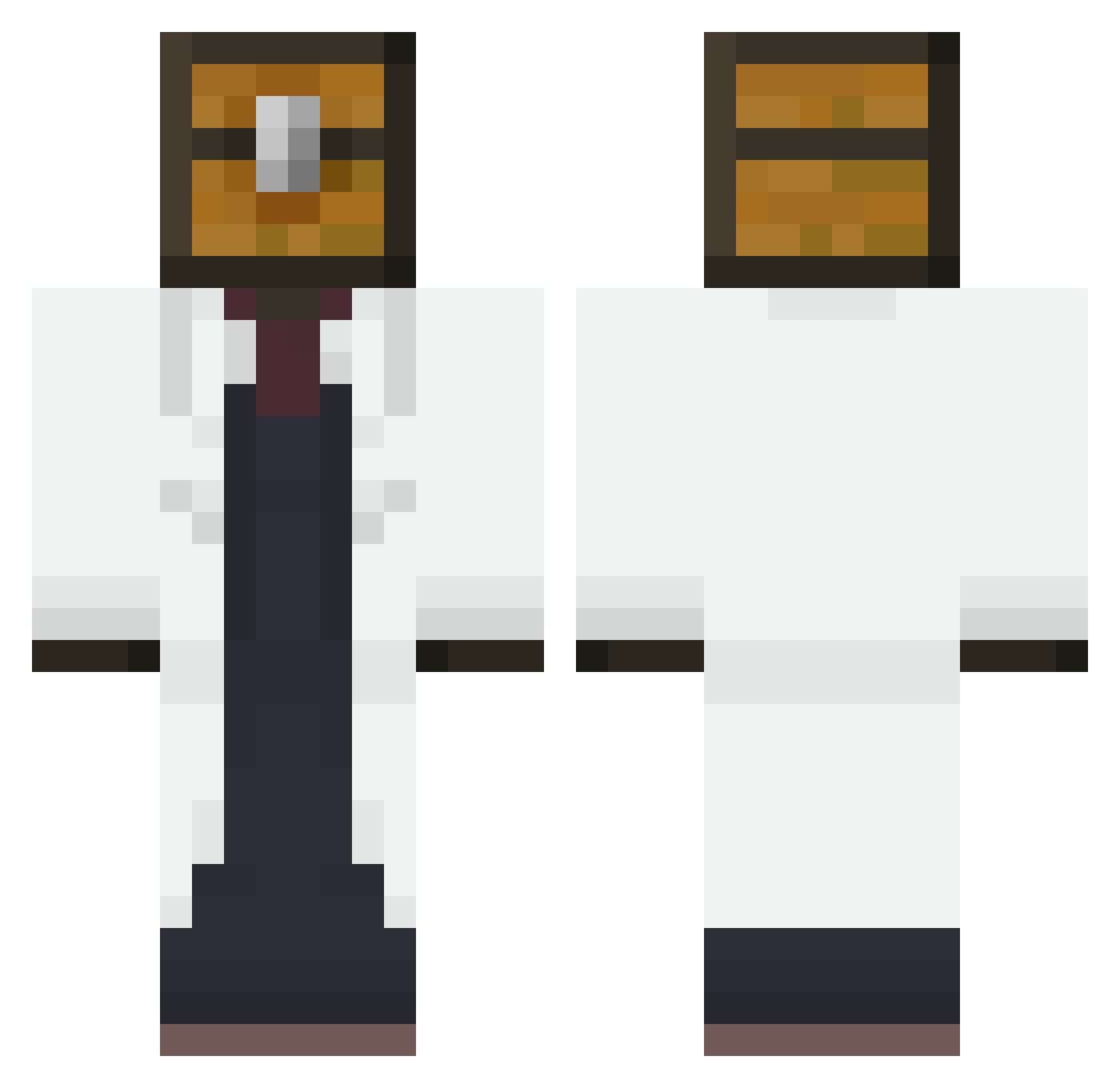 Bokss Minecraft skin, front and back view