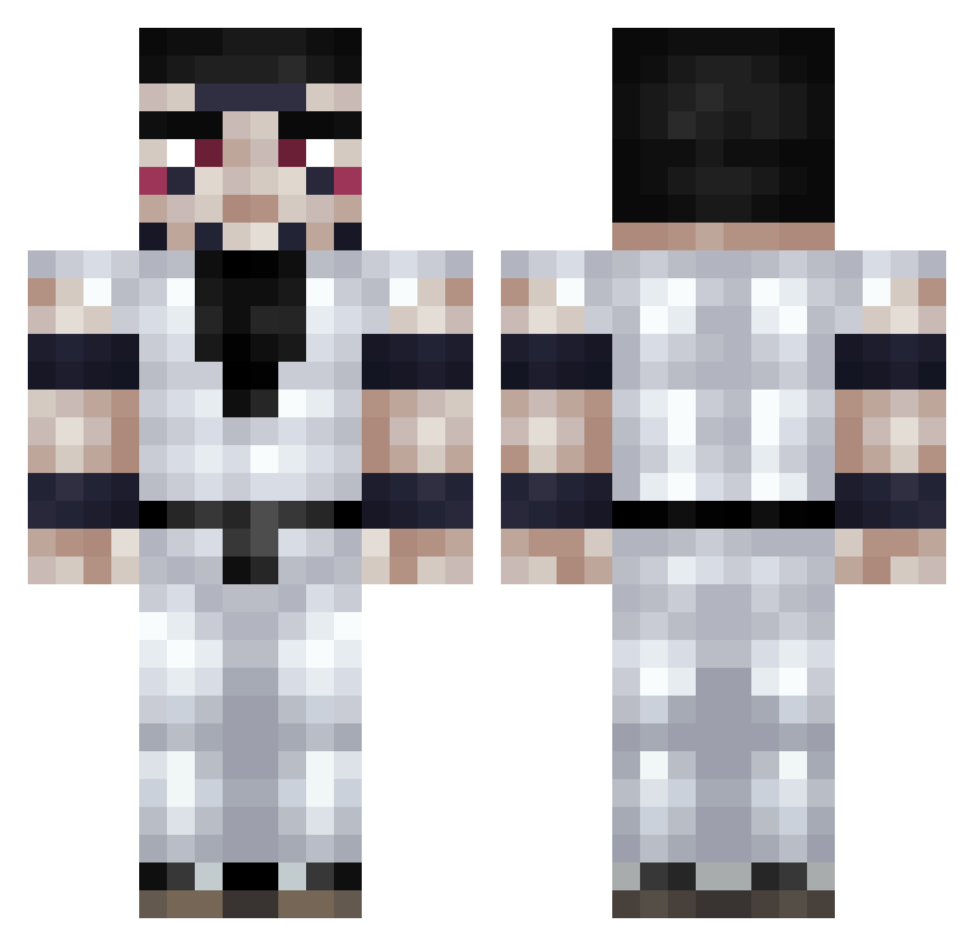 Olaf0 Minecraft skin, front and back view