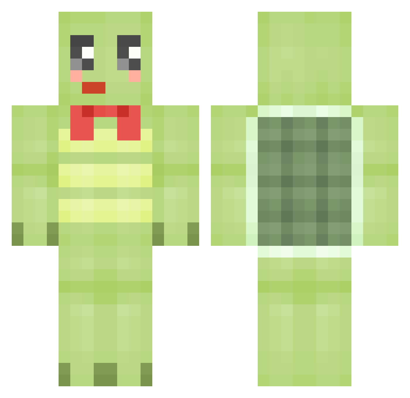 Bulmo Minecraft skin, front and back view