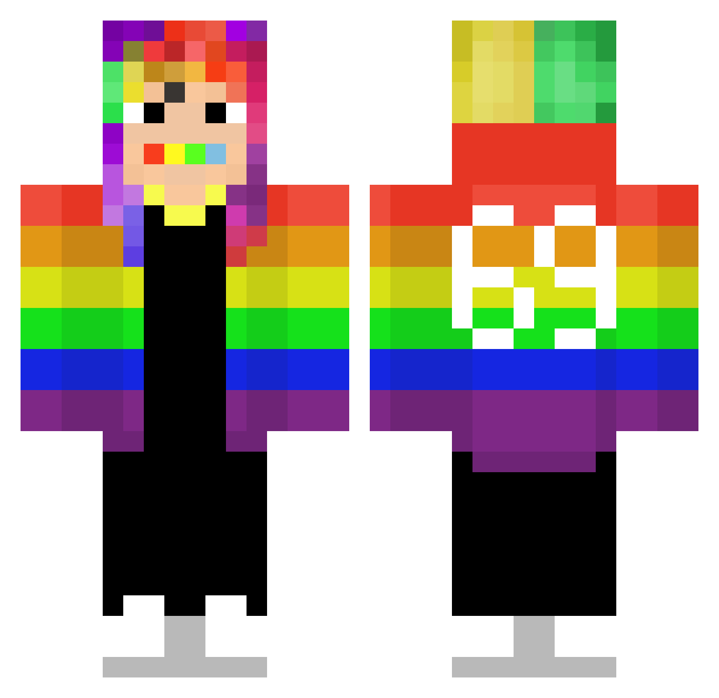 RealBattler Minecraft skin, front and back view