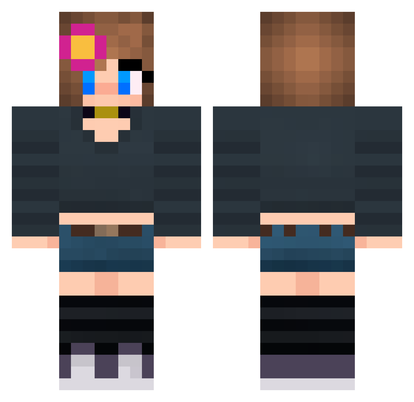 Arxylt Minecraft skin, front and back view
