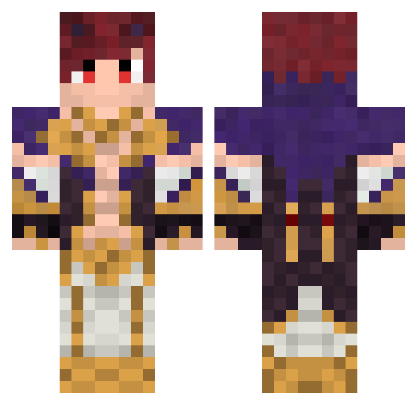 ZerobraiNe Minecraft skin, front and back view