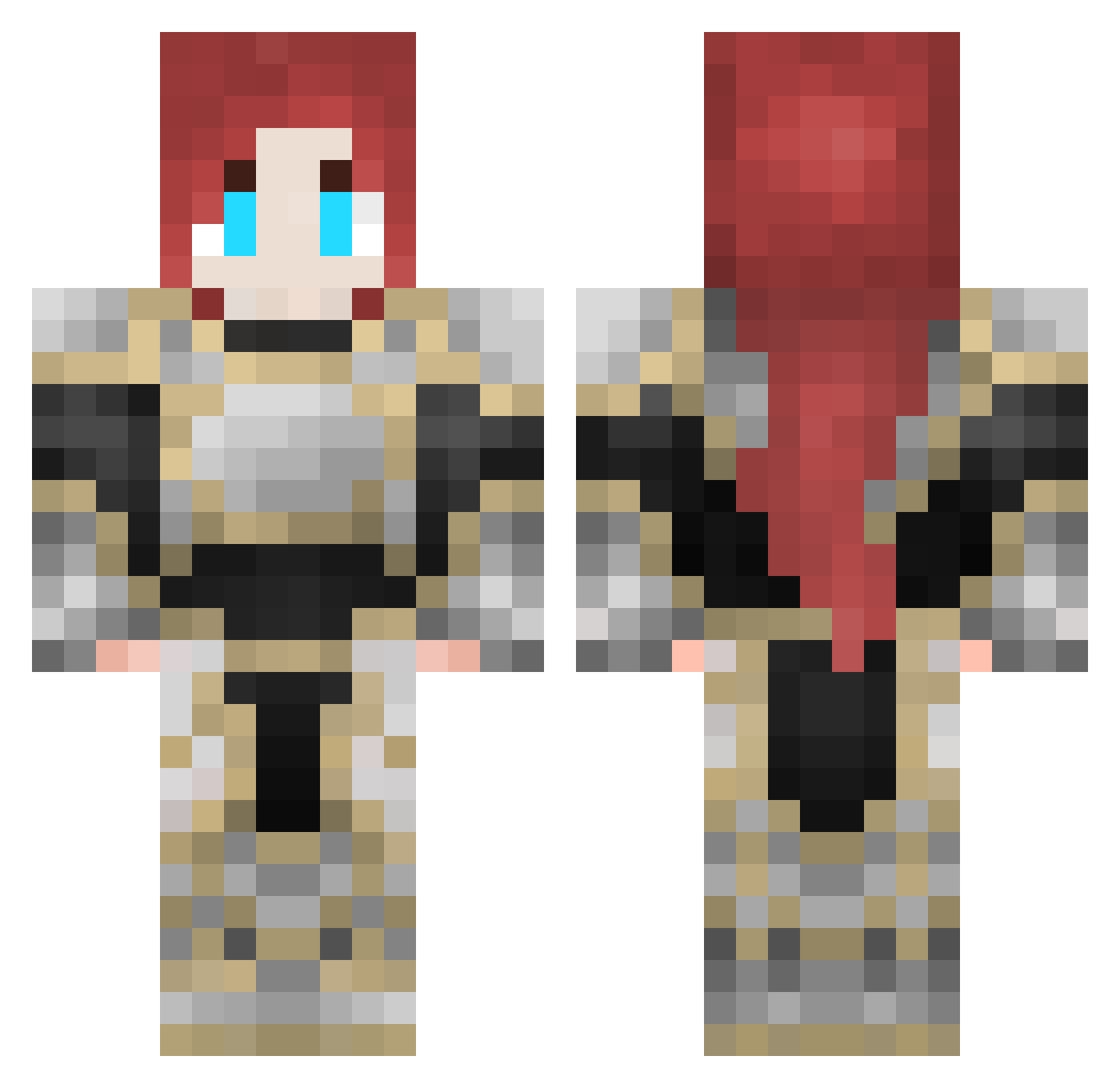 akageny Minecraft skin, front and back view