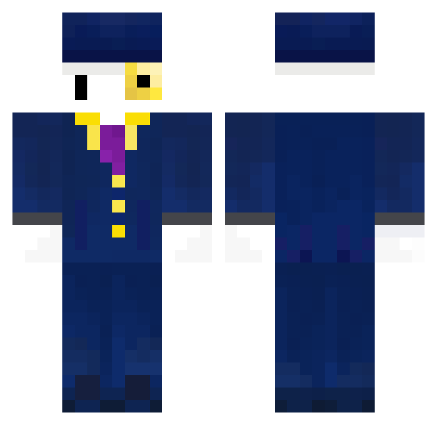 MonocleMC Minecraft skin, front and back view