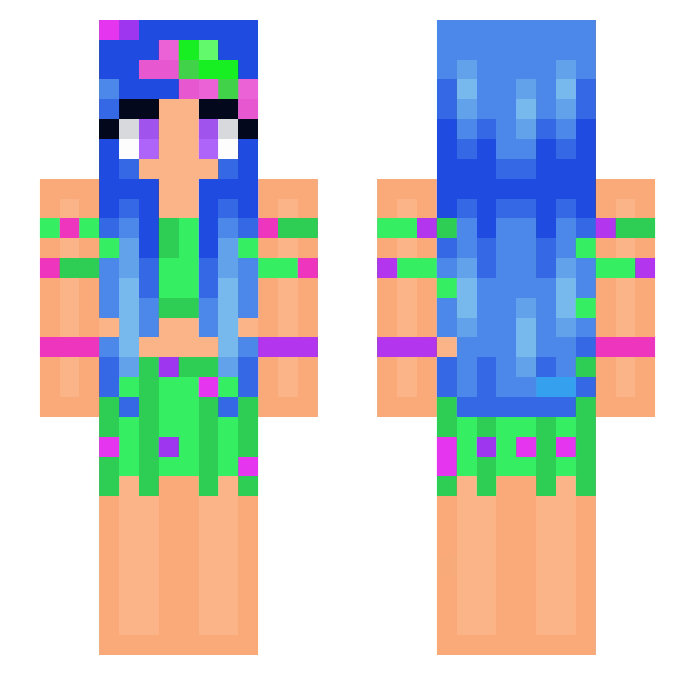 Shelly_Shellar Minecraft skin, front and back view
