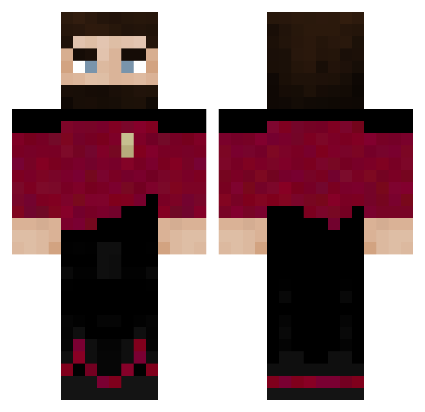 codeREDpanda Minecraft skin, front and back view