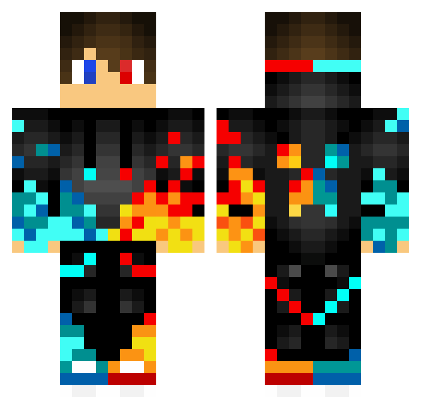 HR_Black Minecraft skin, front and back view