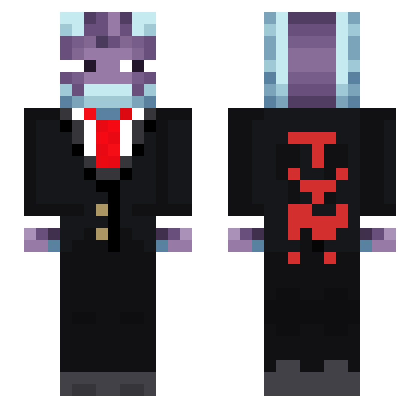 5AM_Izzy Minecraft skin, front and back view