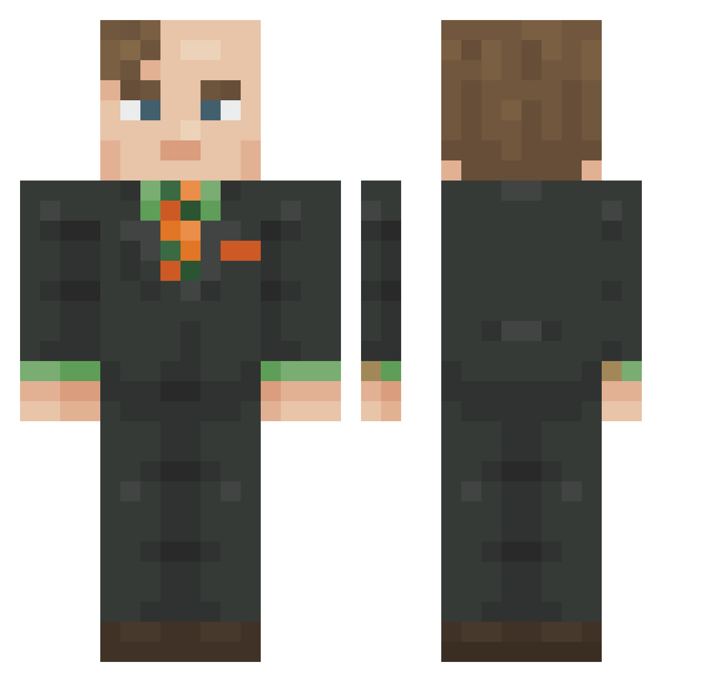 dryleq Minecraft skin, front and back view