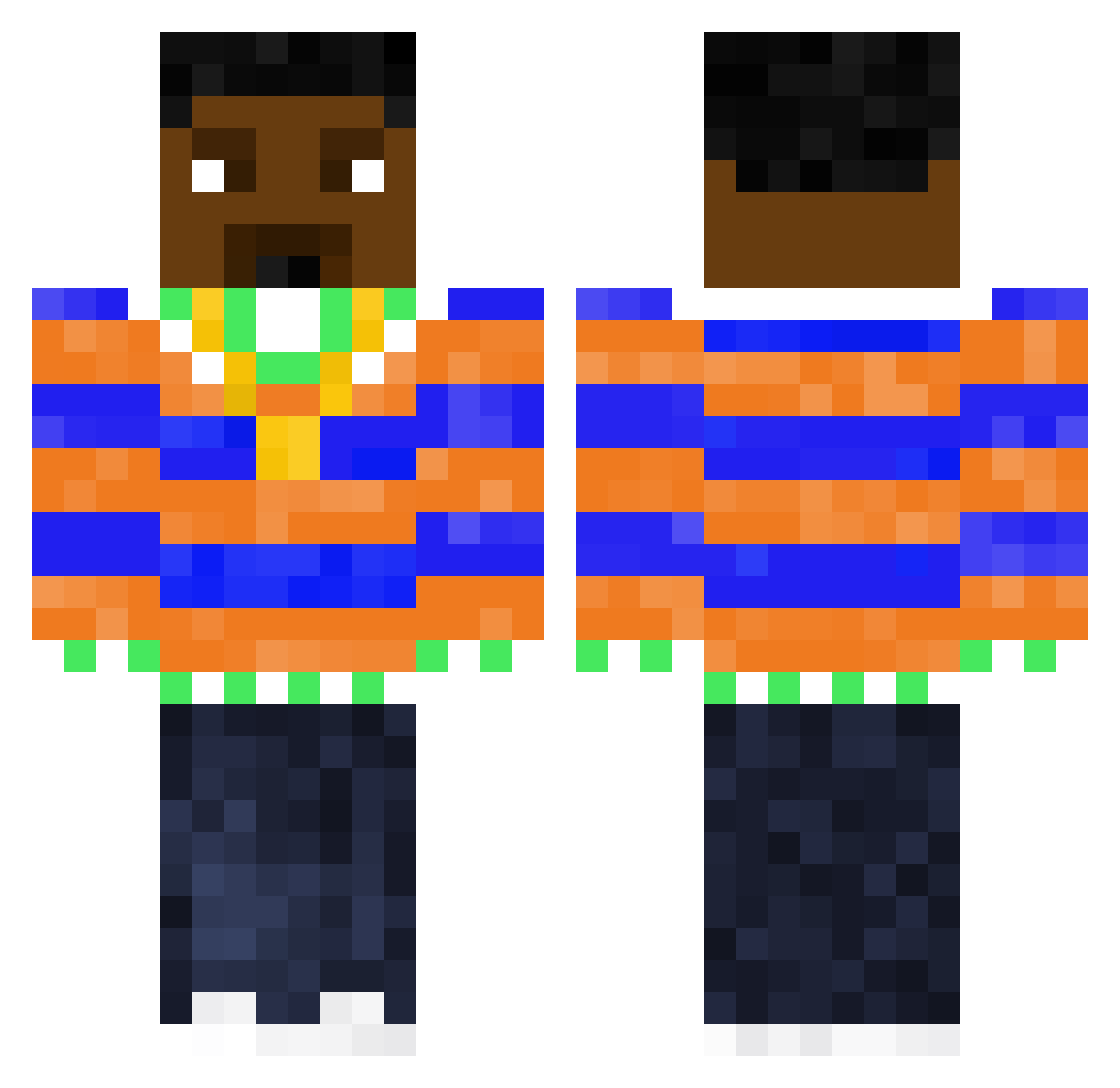 SrLepy Minecraft skin, front and back view