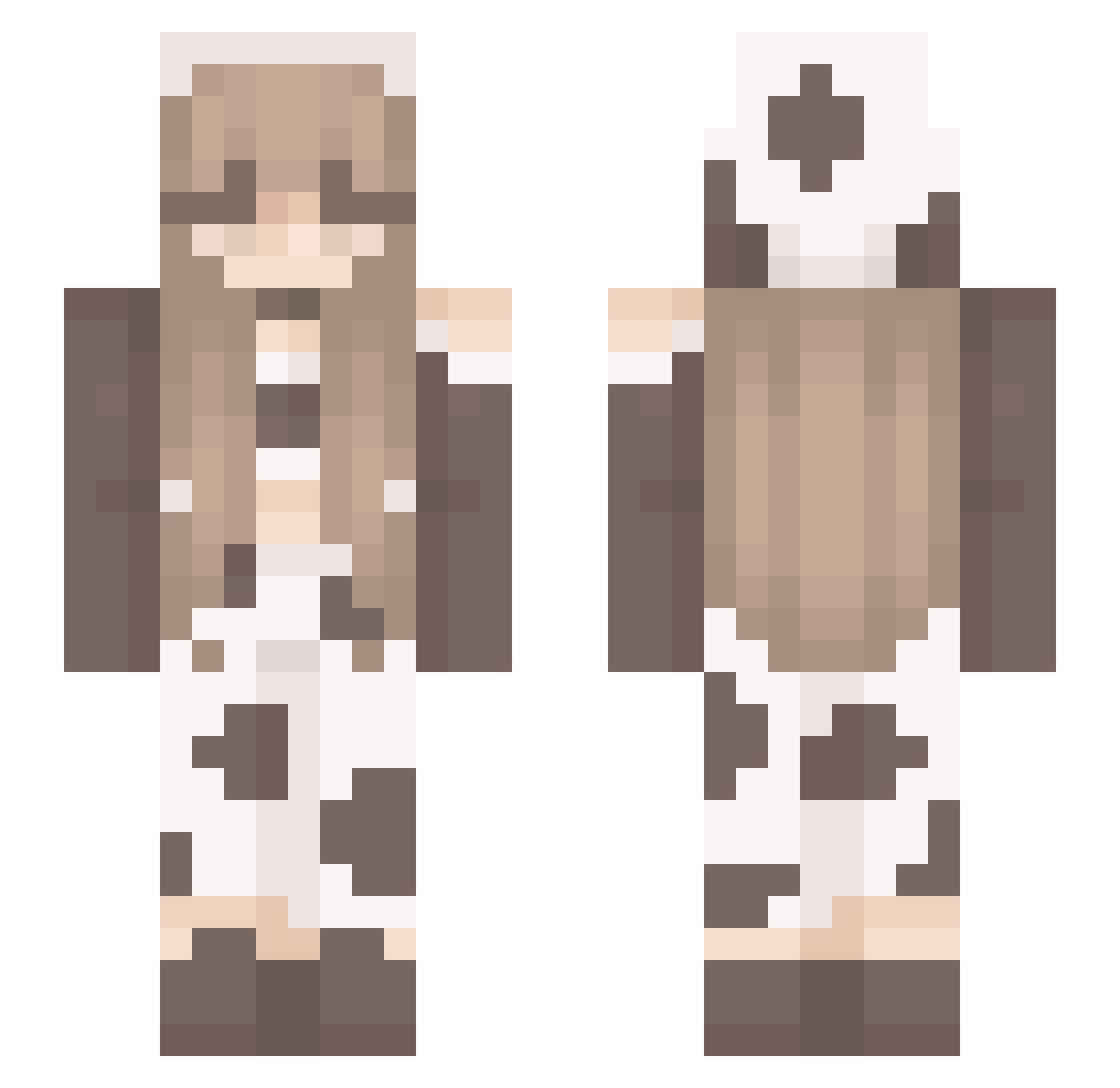 Sachipants Minecraft skin, front and back view