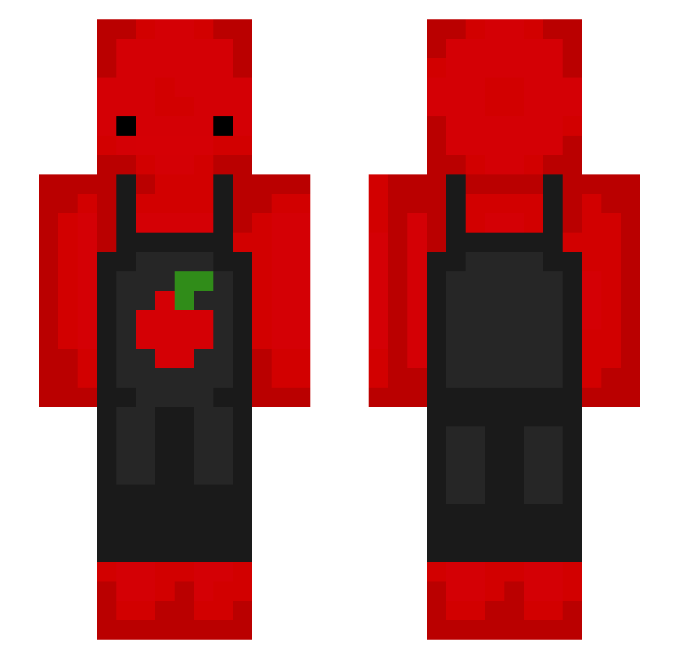 AppIeJuice Minecraft skin, front and back view