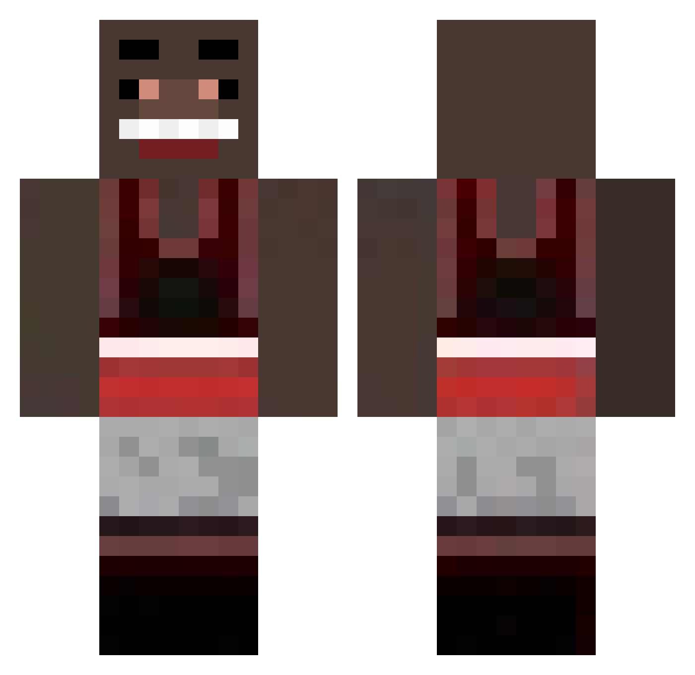 BobSansCheveux Minecraft skin, front and back view