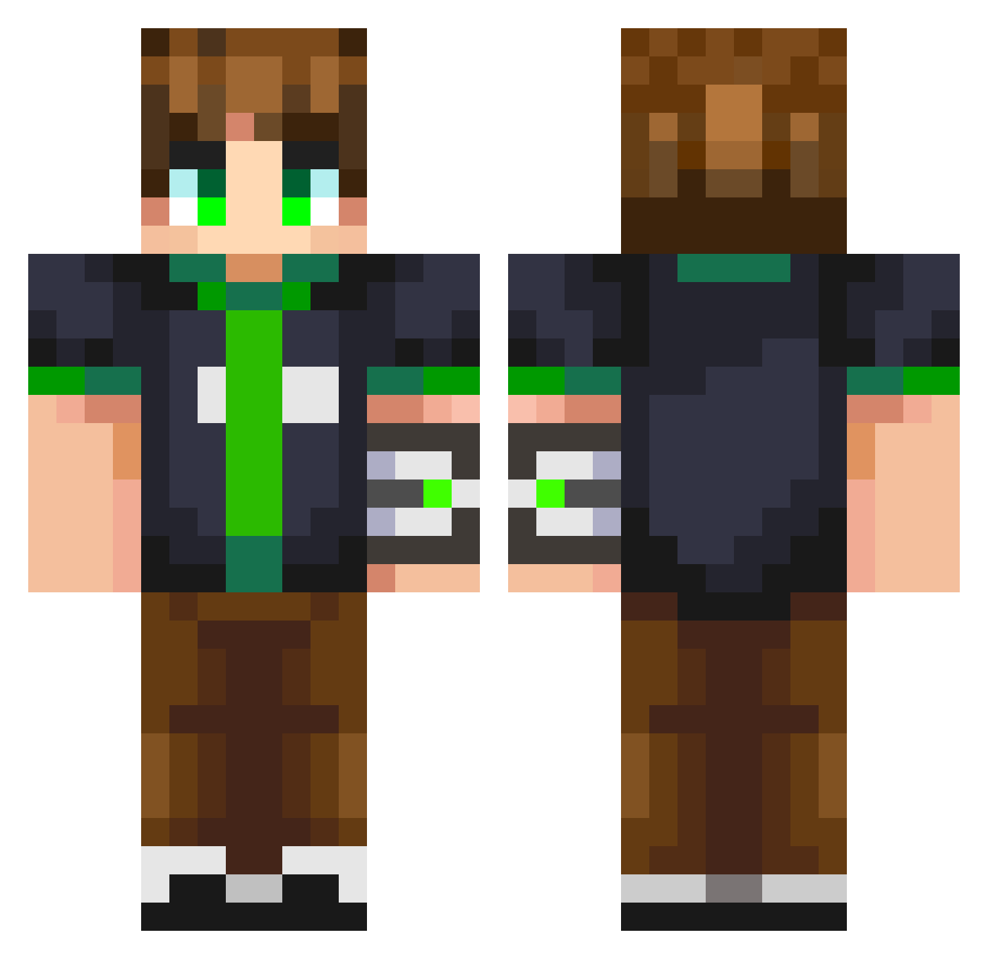 Bowntiii Minecraft skin, front and back view