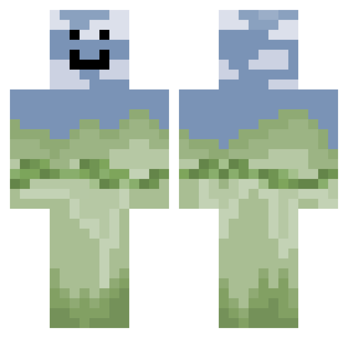 quisonx Minecraft skin, front and back view