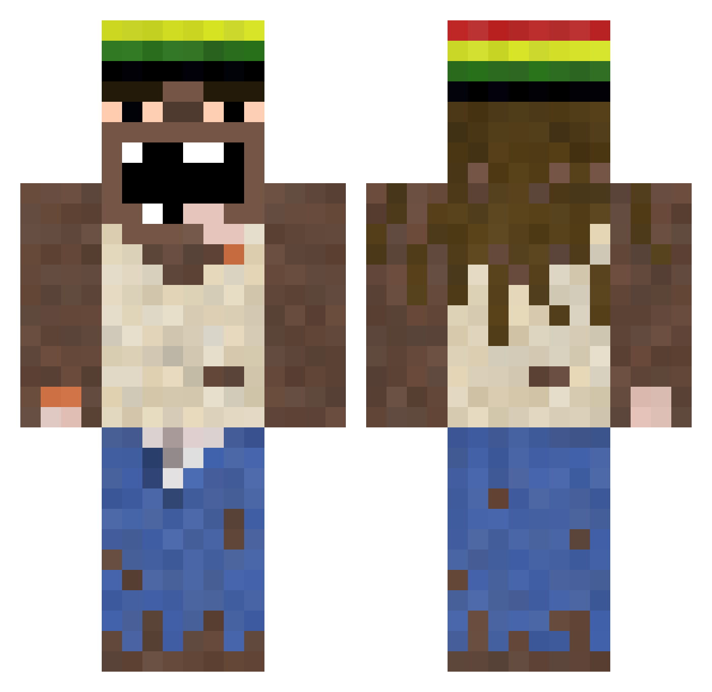 The1stRoar Minecraft skin, front and back view