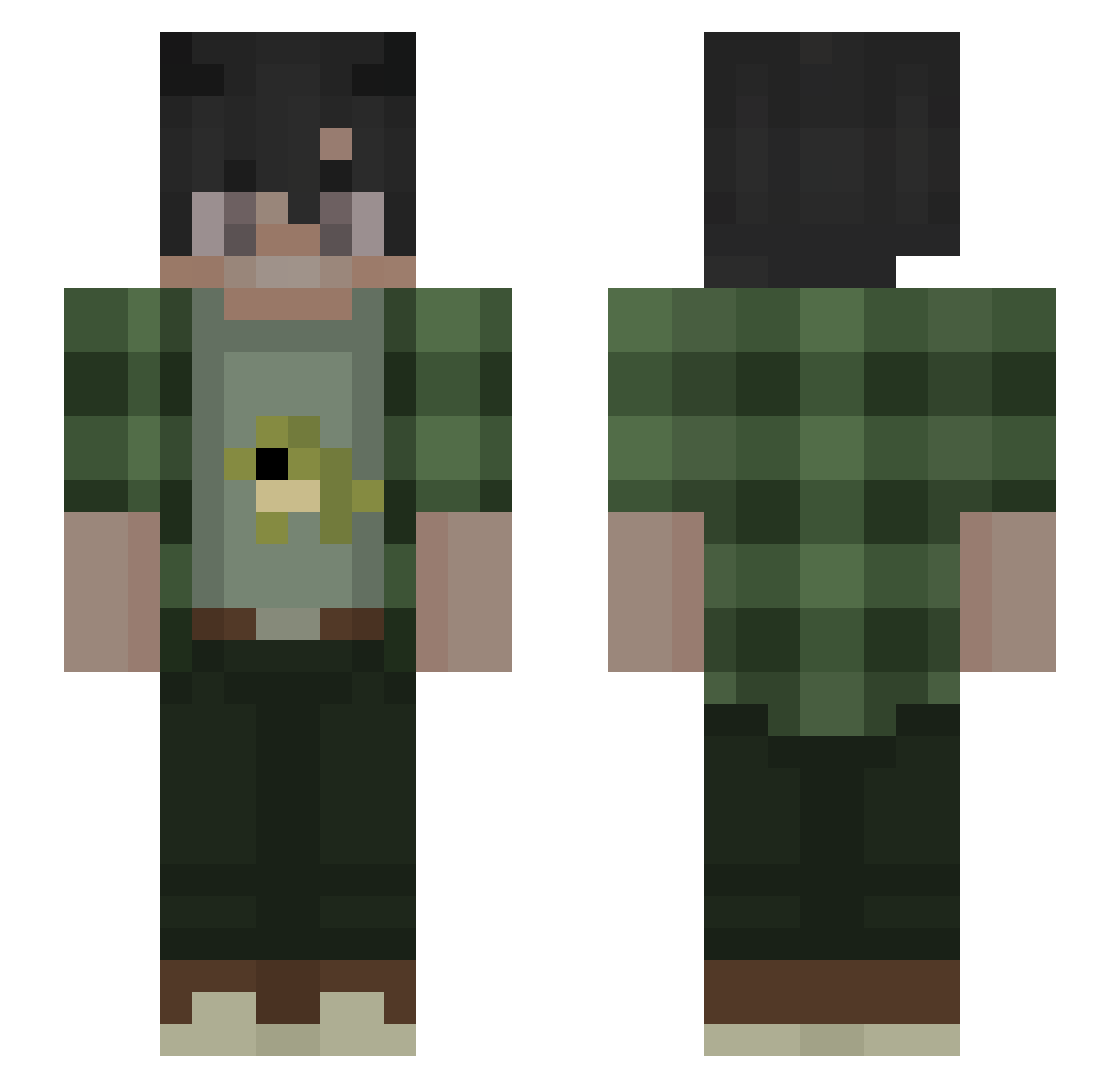 nREXO Minecraft skin, front and back view