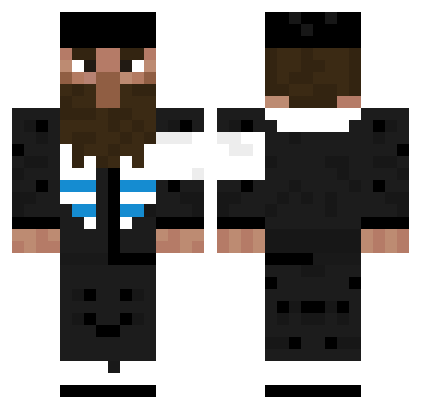 RacismFactory Minecraft skin, front and back view