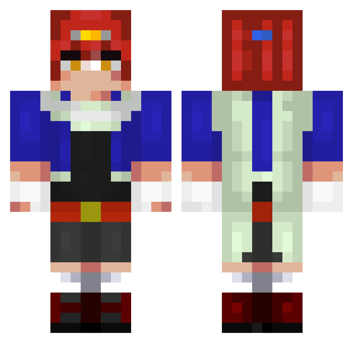 KaiqueeeRTX Minecraft skin, front and back view