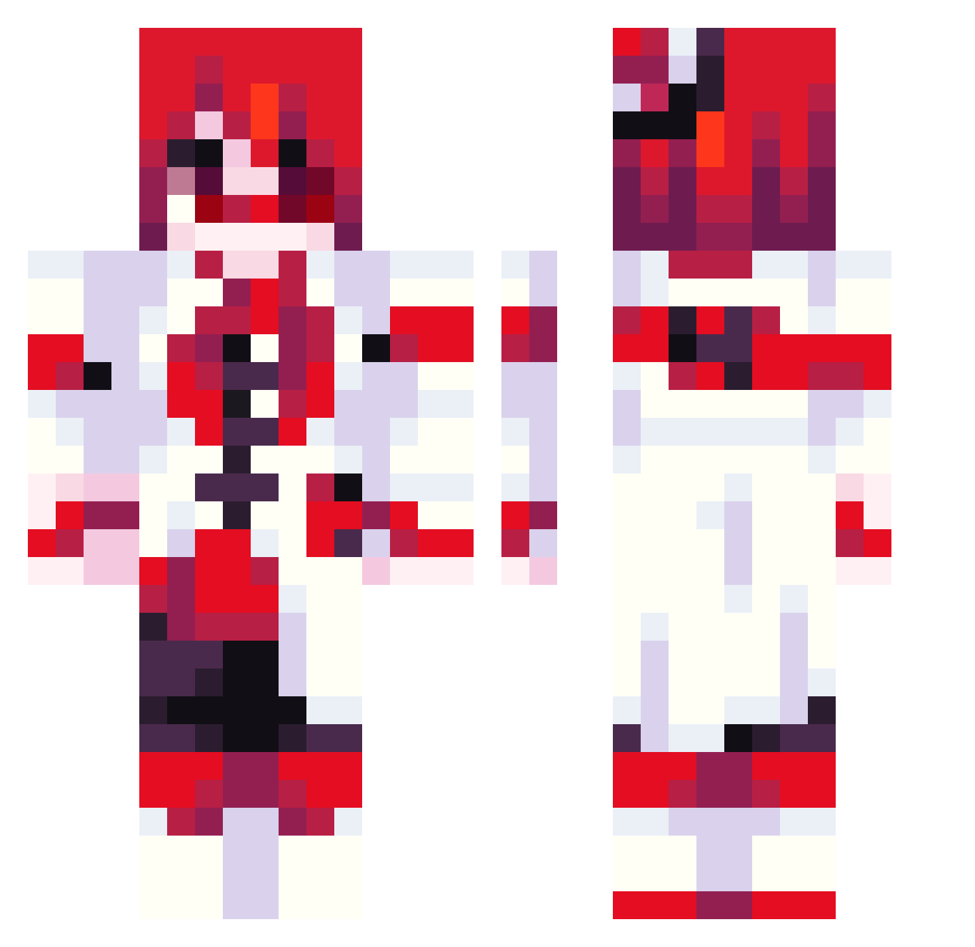 AngelAzazel Minecraft skin, front and back view