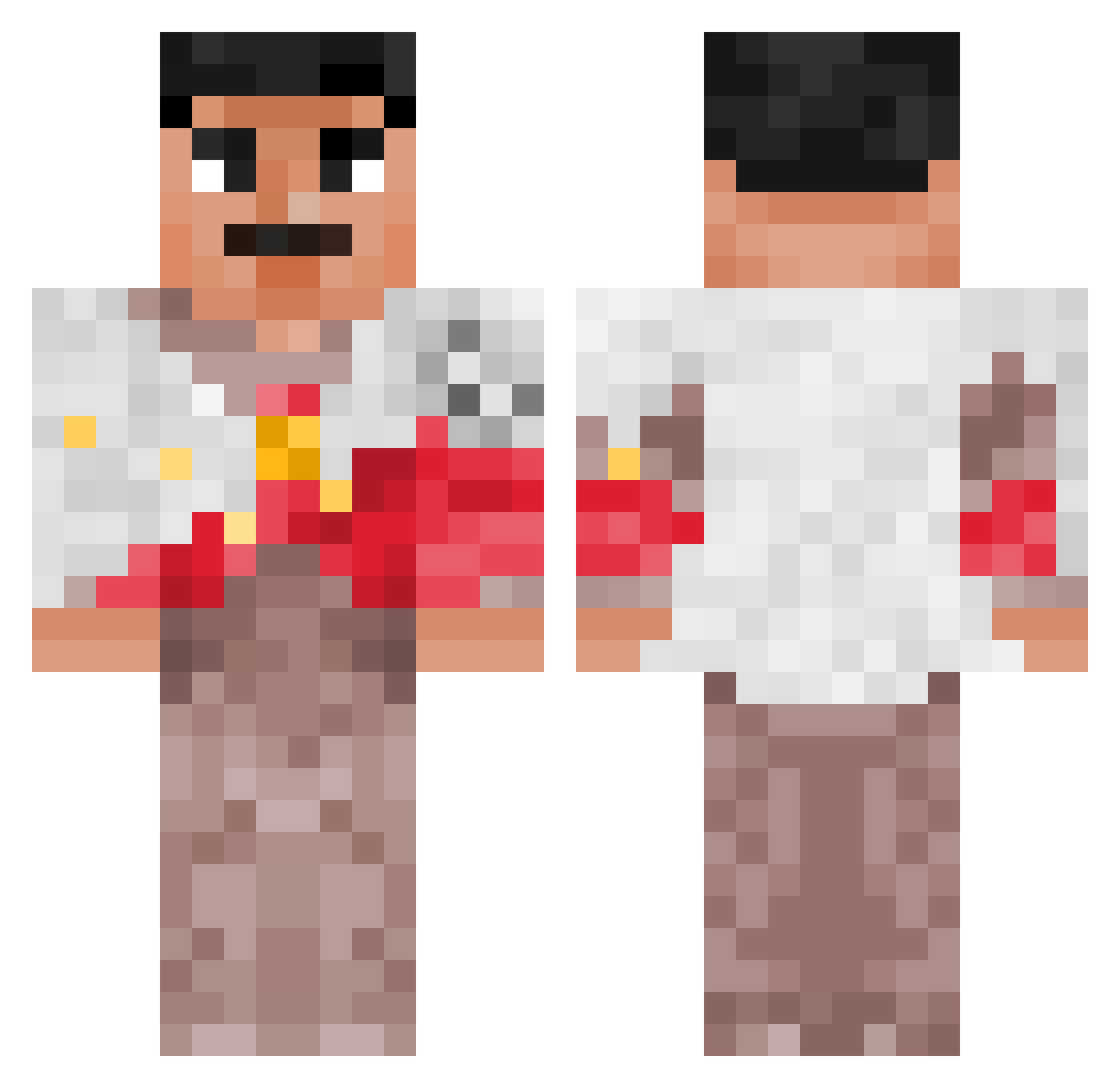 memewh Minecraft skin, front and back view