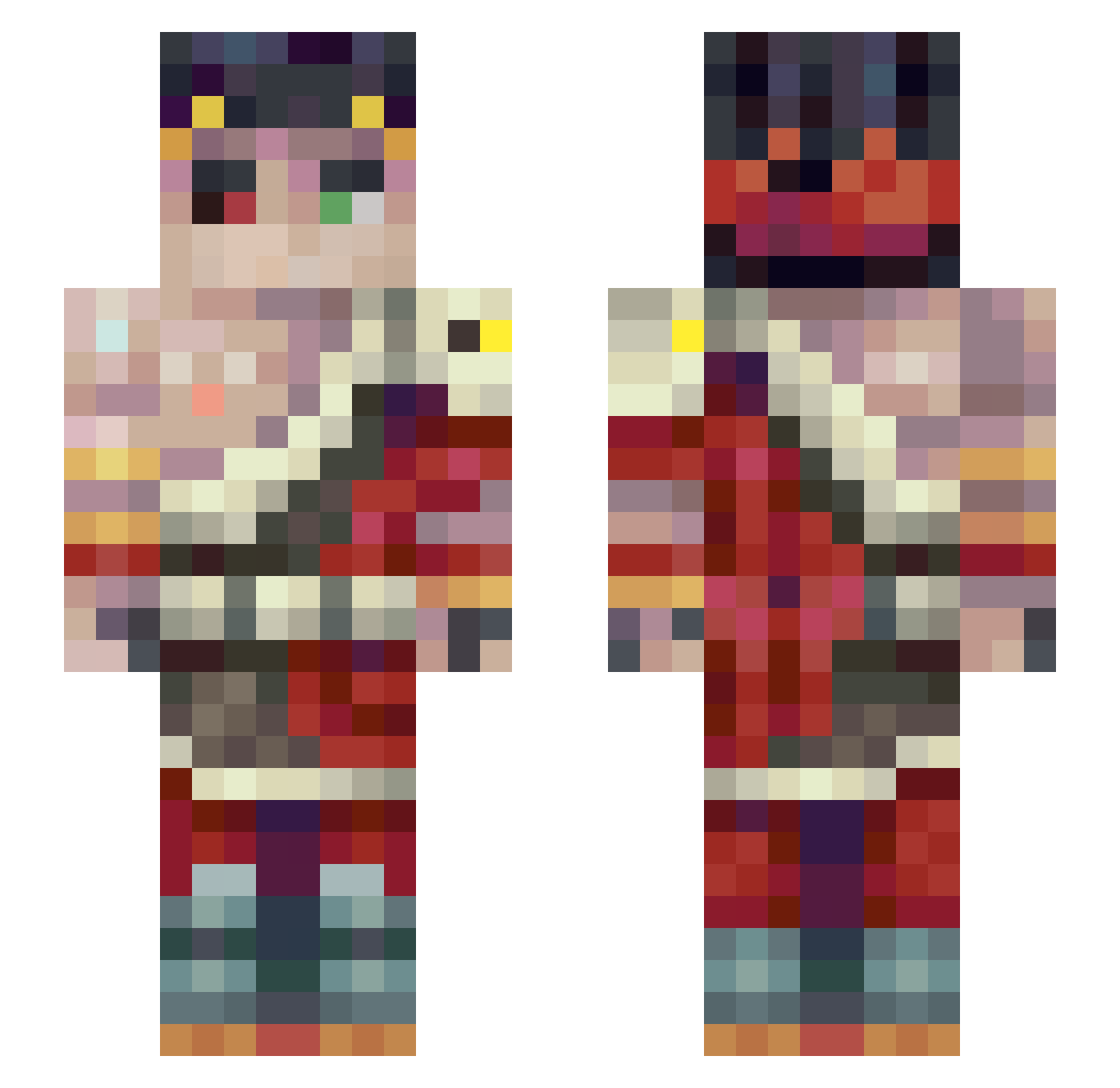 SanKapros Minecraft skin, front and back view