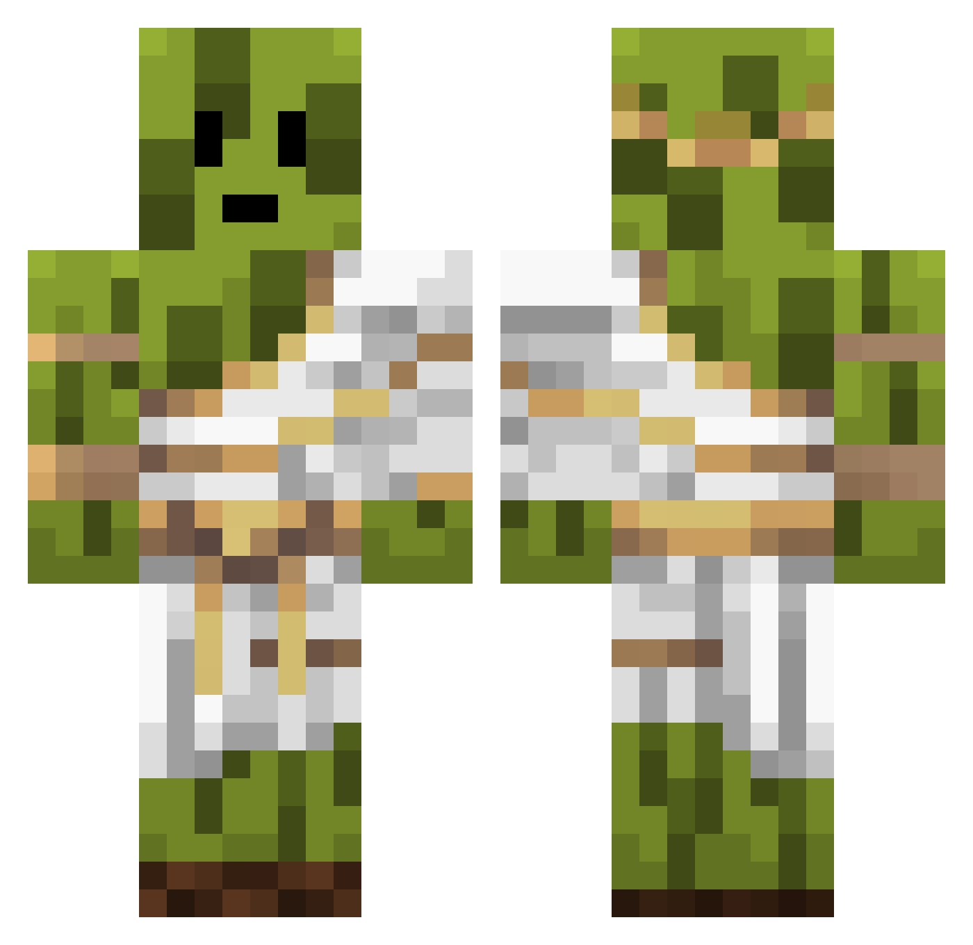 Matchstixk Minecraft skin, front and back view