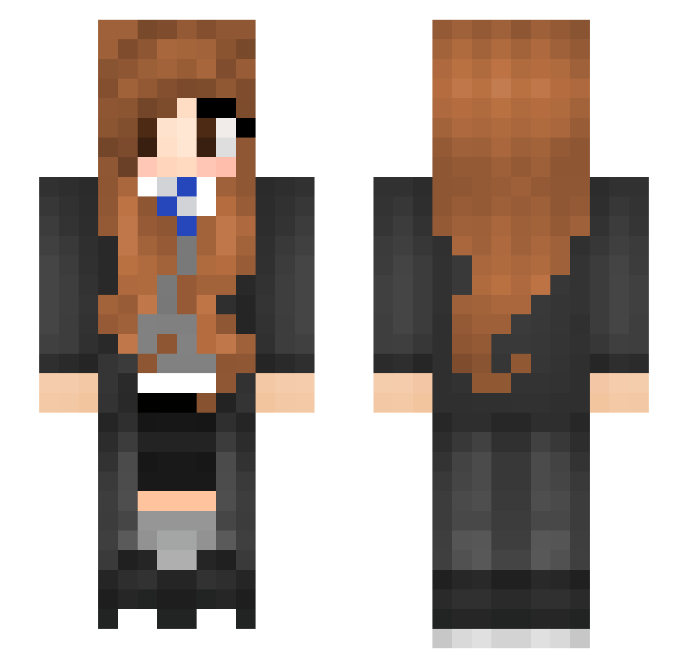 BitQuotient Minecraft skin, front and back view