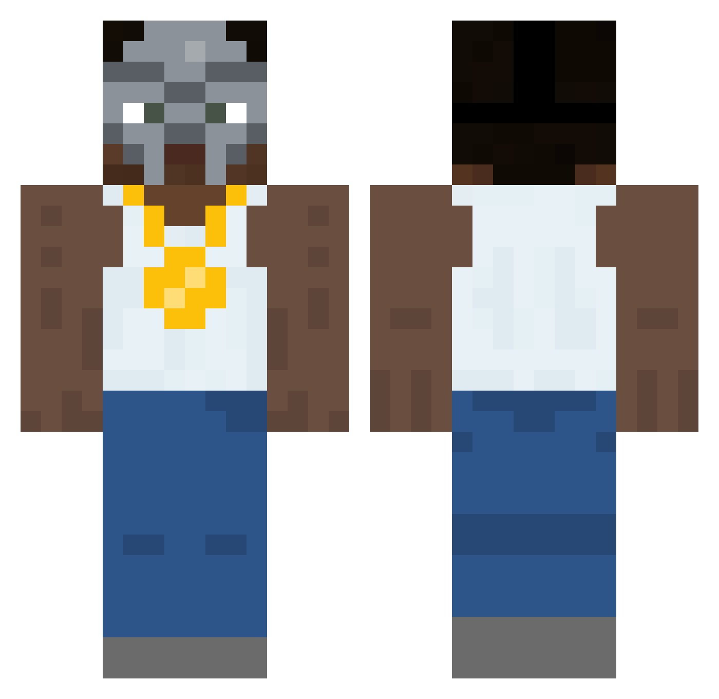 bulletblocker Minecraft skin, front and back view
