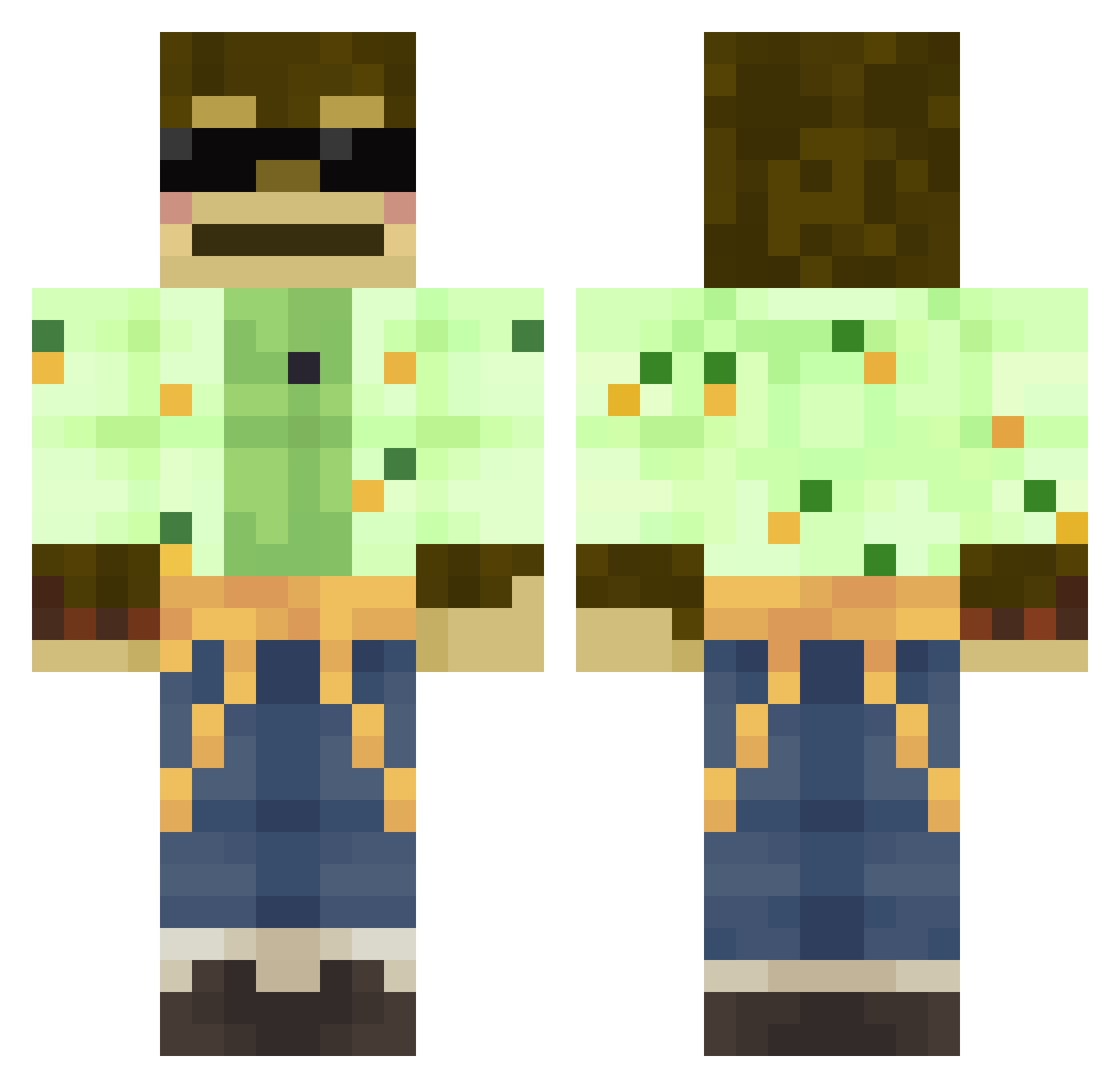 poopybuttgaming Minecraft skin, front and back view