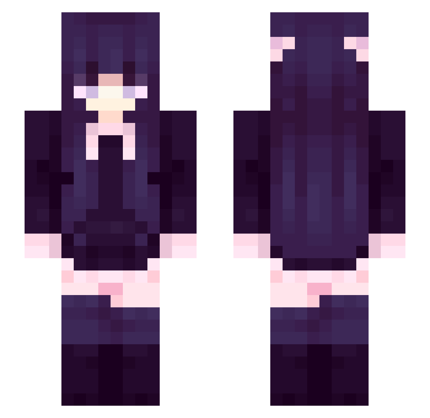 shusu Minecraft skin, front and back view