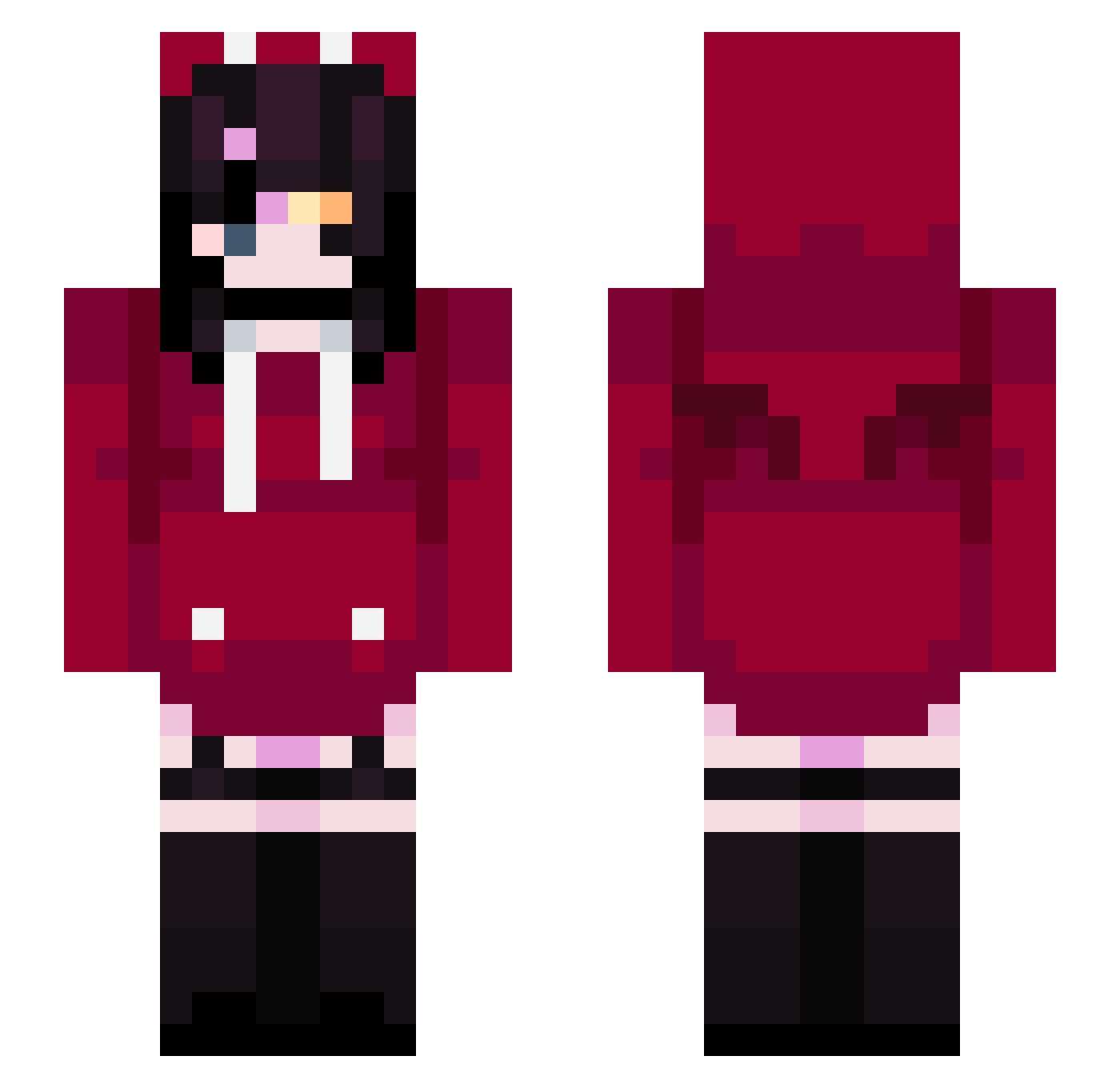 swufie Minecraft skin, front and back view