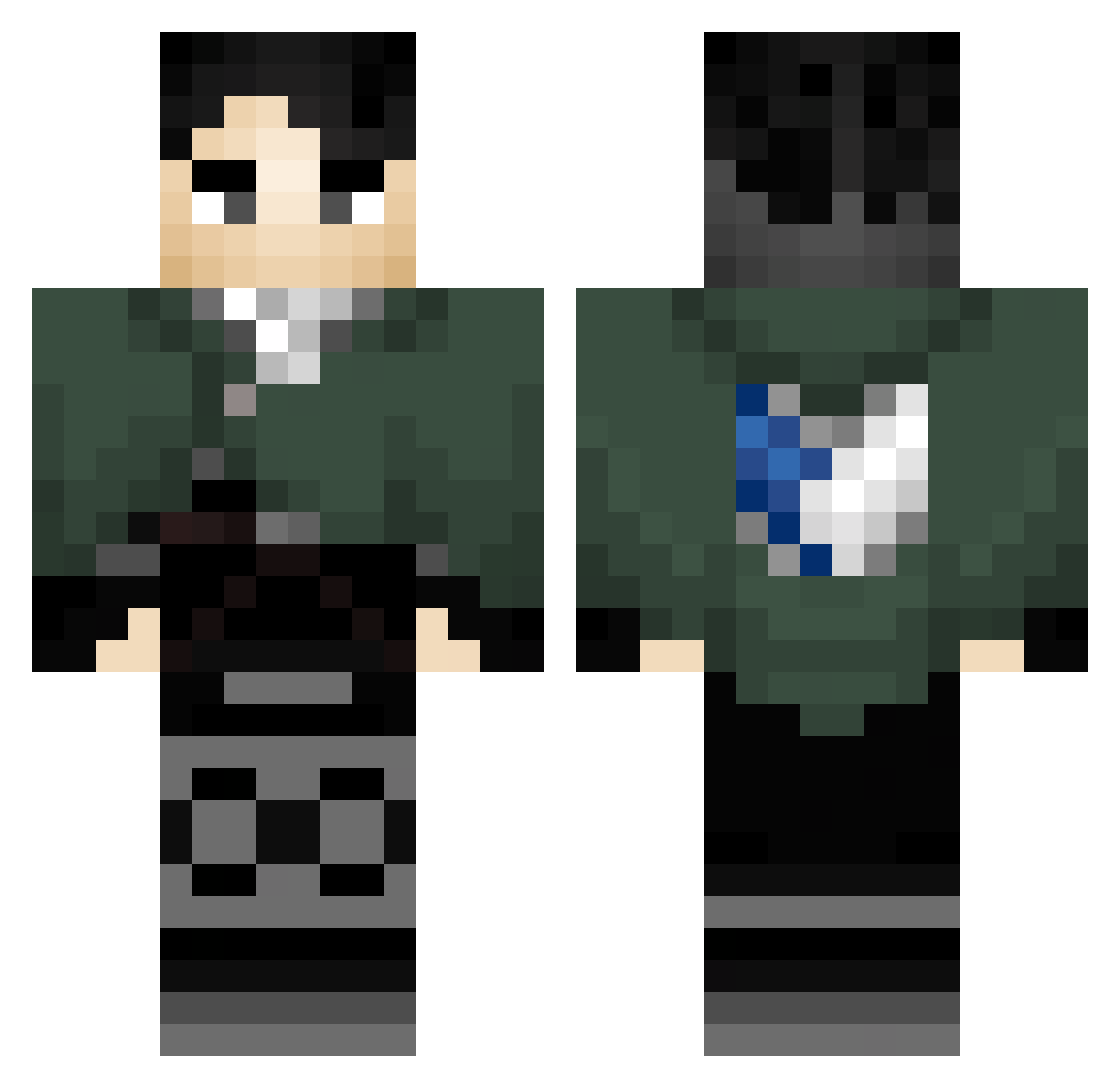 BlackExd Minecraft skin, front and back view