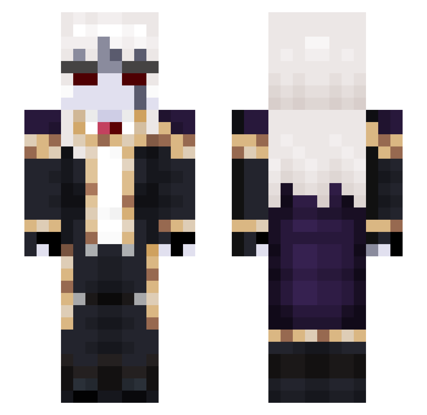 Ubuebue Minecraft skin, front and back view
