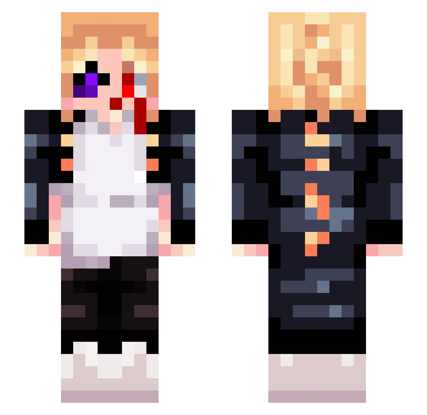 Obfuscar Minecraft skin, front and back view