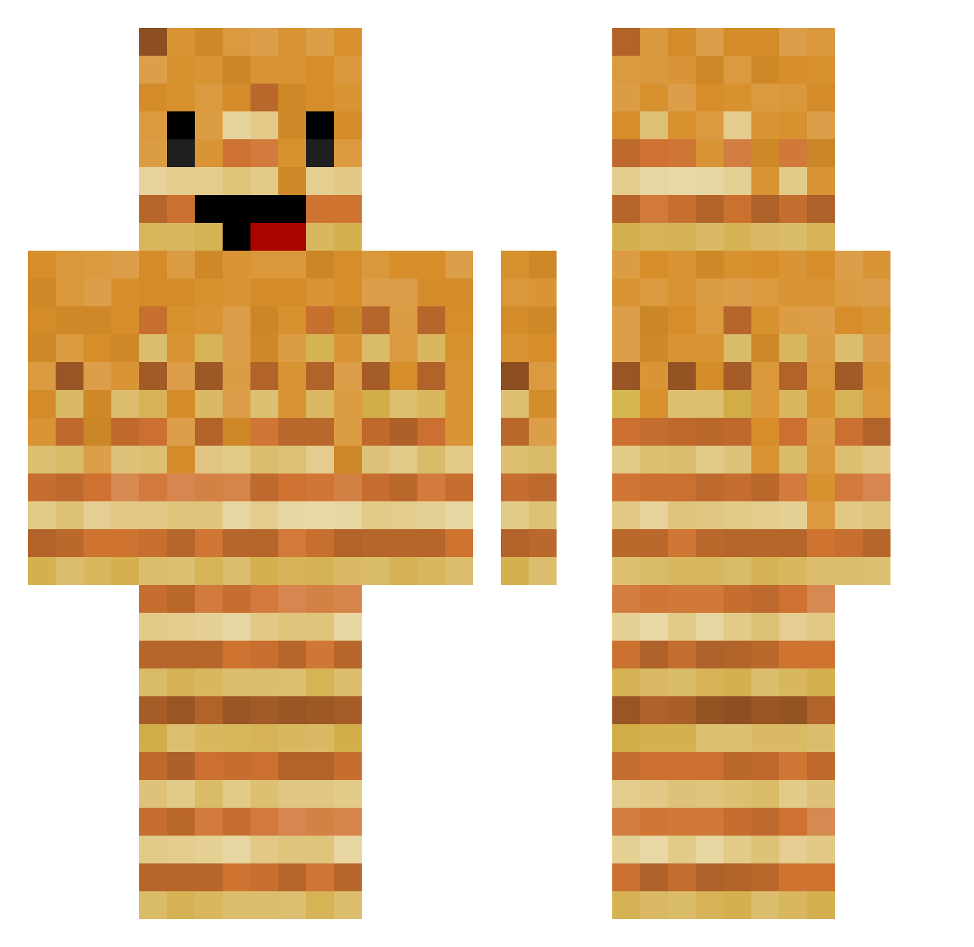 RealityFailed Minecraft skin, front and back view