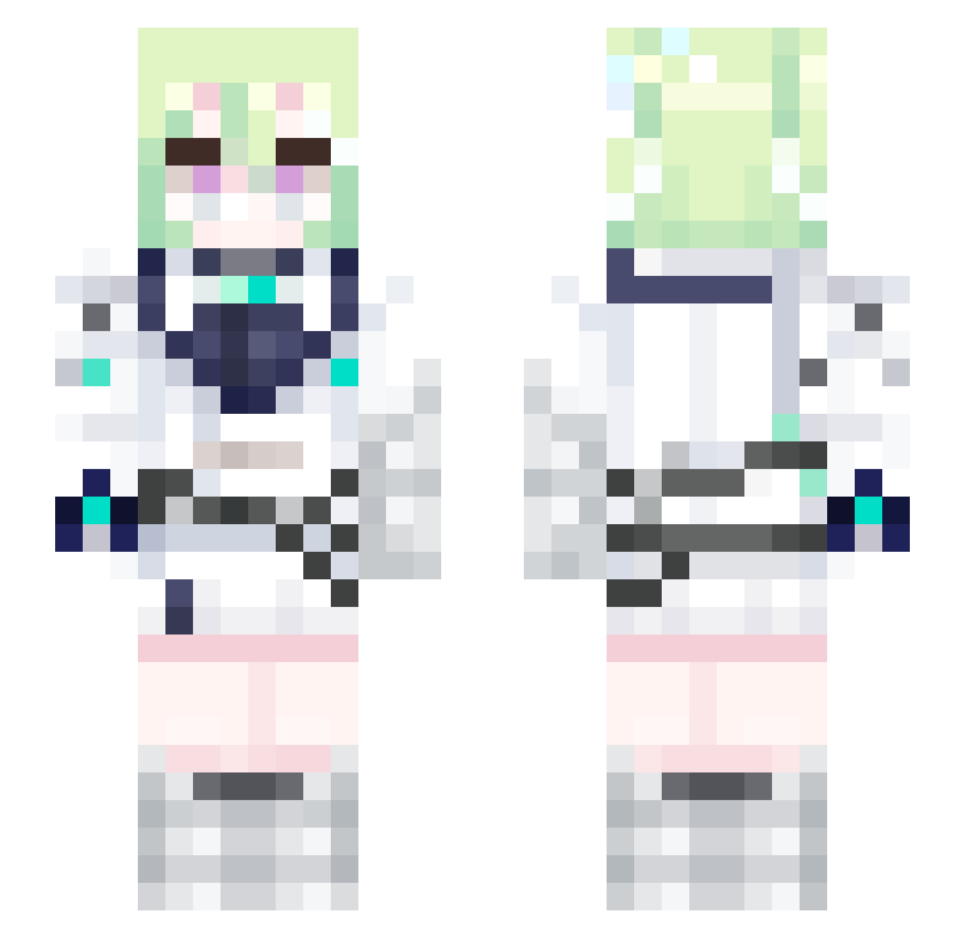 Ella_ll Minecraft skin, front and back view