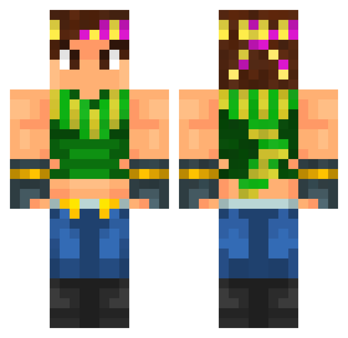 YehPrettyMuch Minecraft skin, front and back view