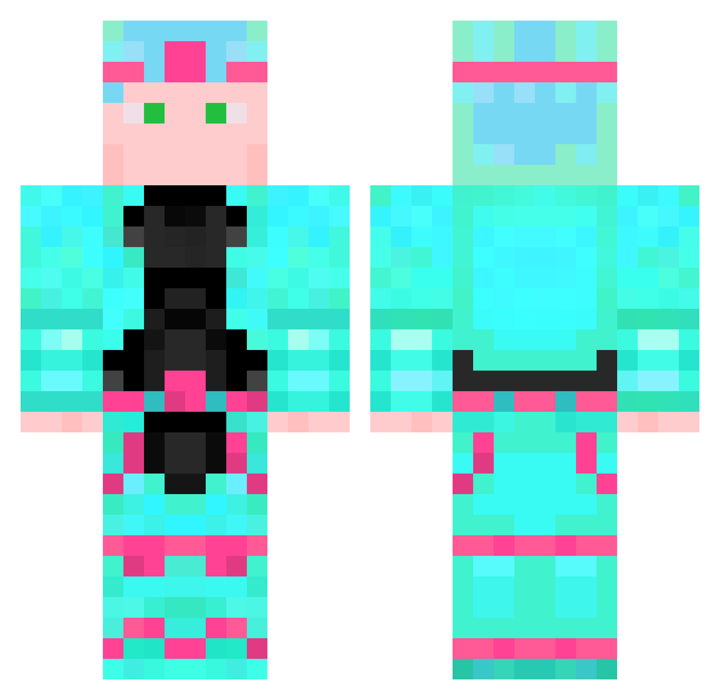 enderxtr Minecraft skin, front and back view